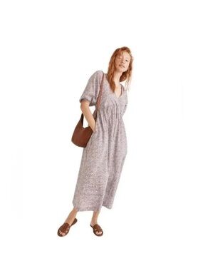 Madewell Lavender Floral V-Neck Midi Dress